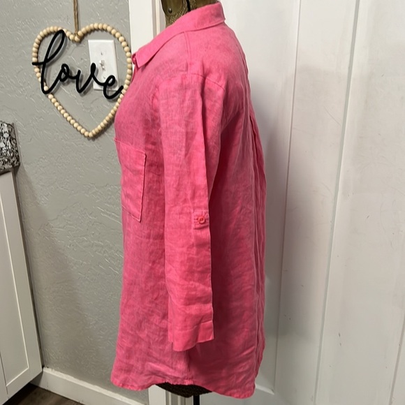 BELLA DAHL LINEN TUNIC LARGE PINK - Picture 6 of 16